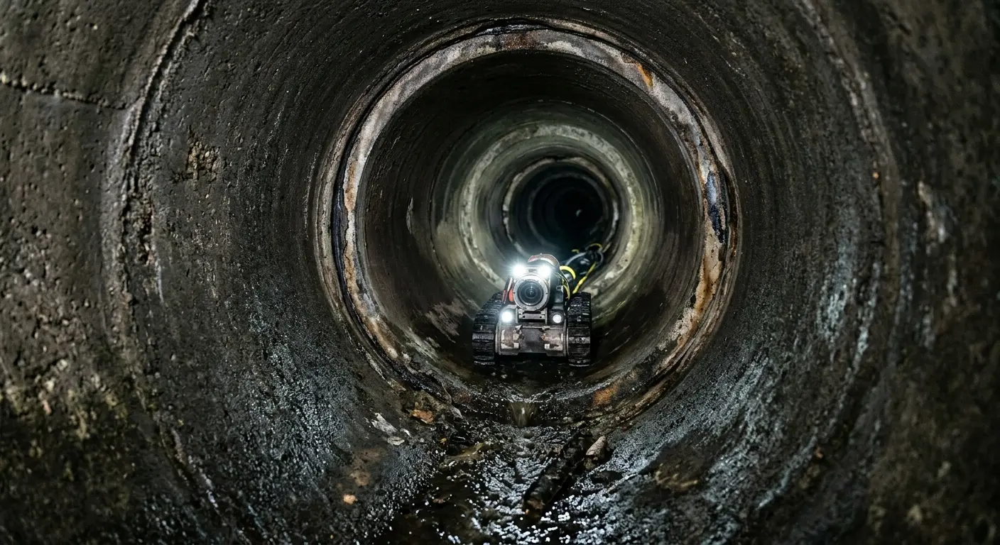 Robotic sewer camera inspecting pipe interior for Sewer Line Repair in Weatherford